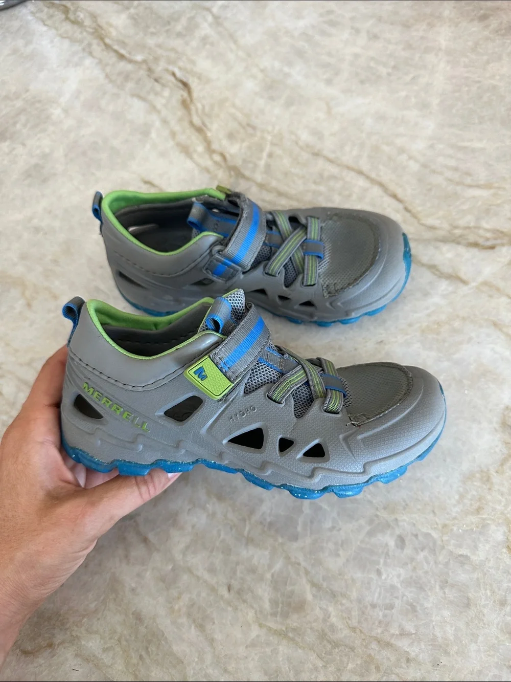 Merrell Kids Gray, Blue & Green Water Shoes 12 waterproof